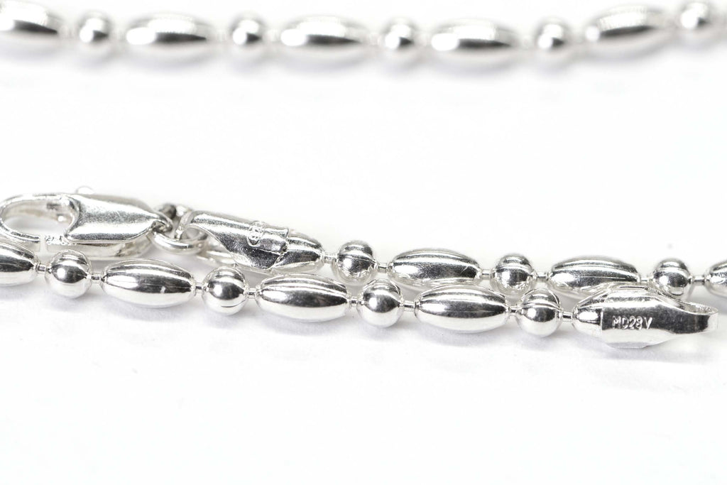 Sterling Silver Beaded Bracelet: Multi-Shape Anklet
