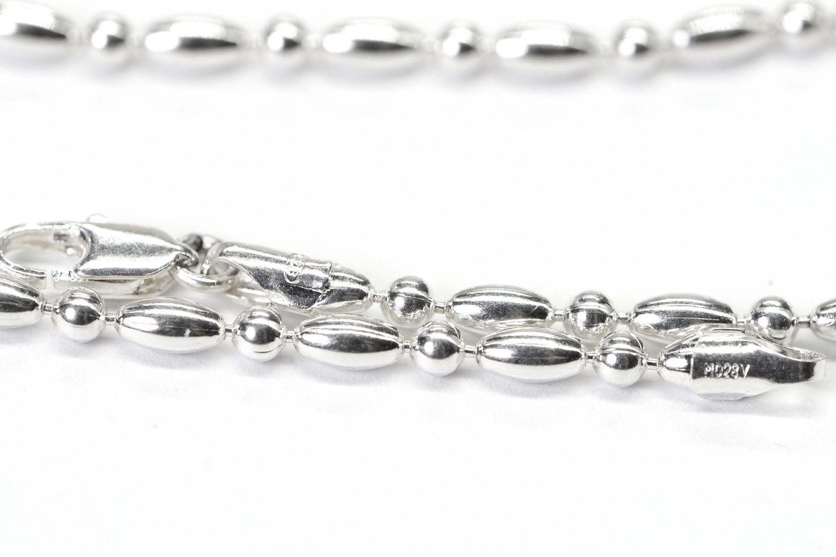 Sterling Silver Beaded Bracelet: Multi-Shape Anklet