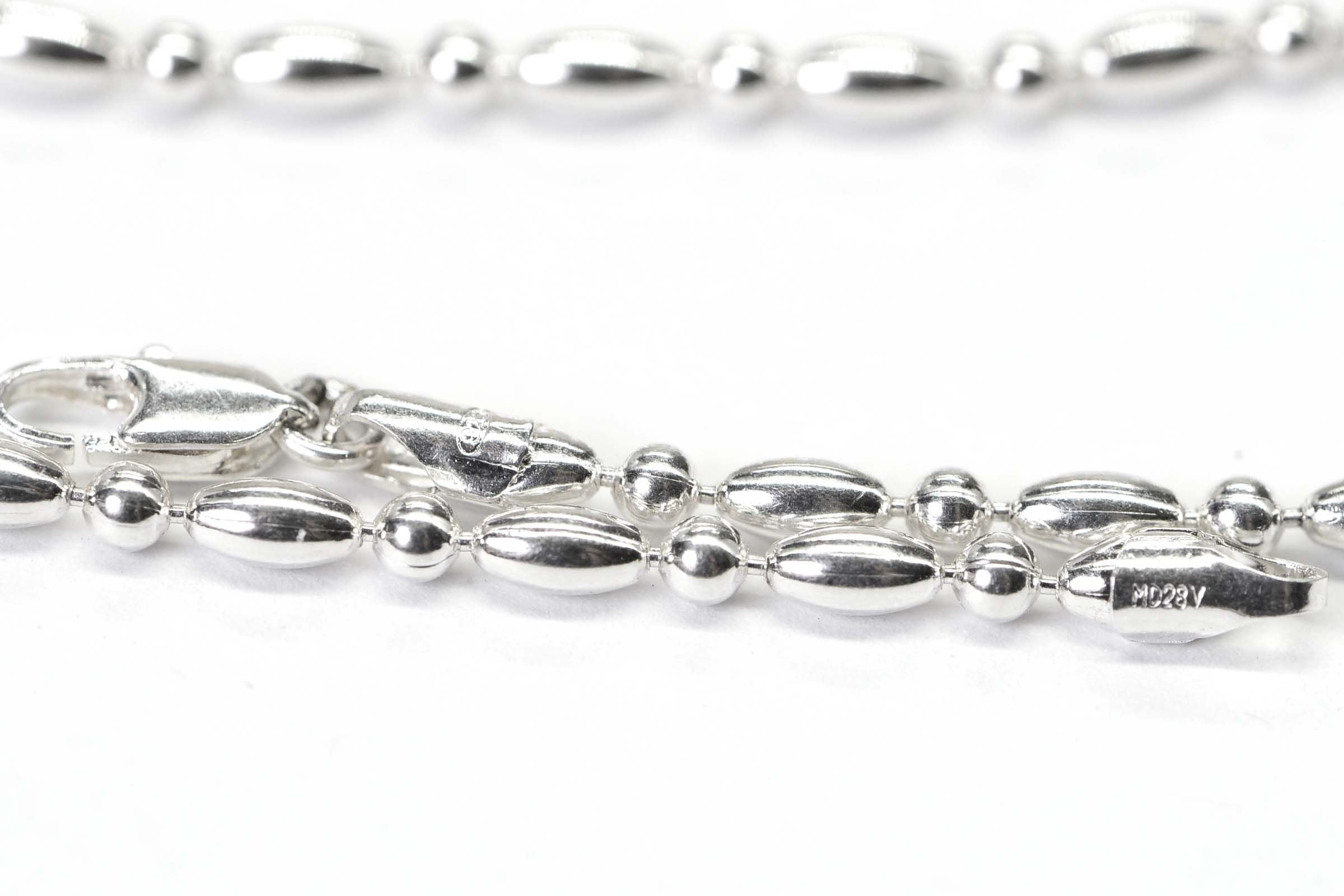 Sterling Silver Beaded Bracelet: Multi-Shape Anklet