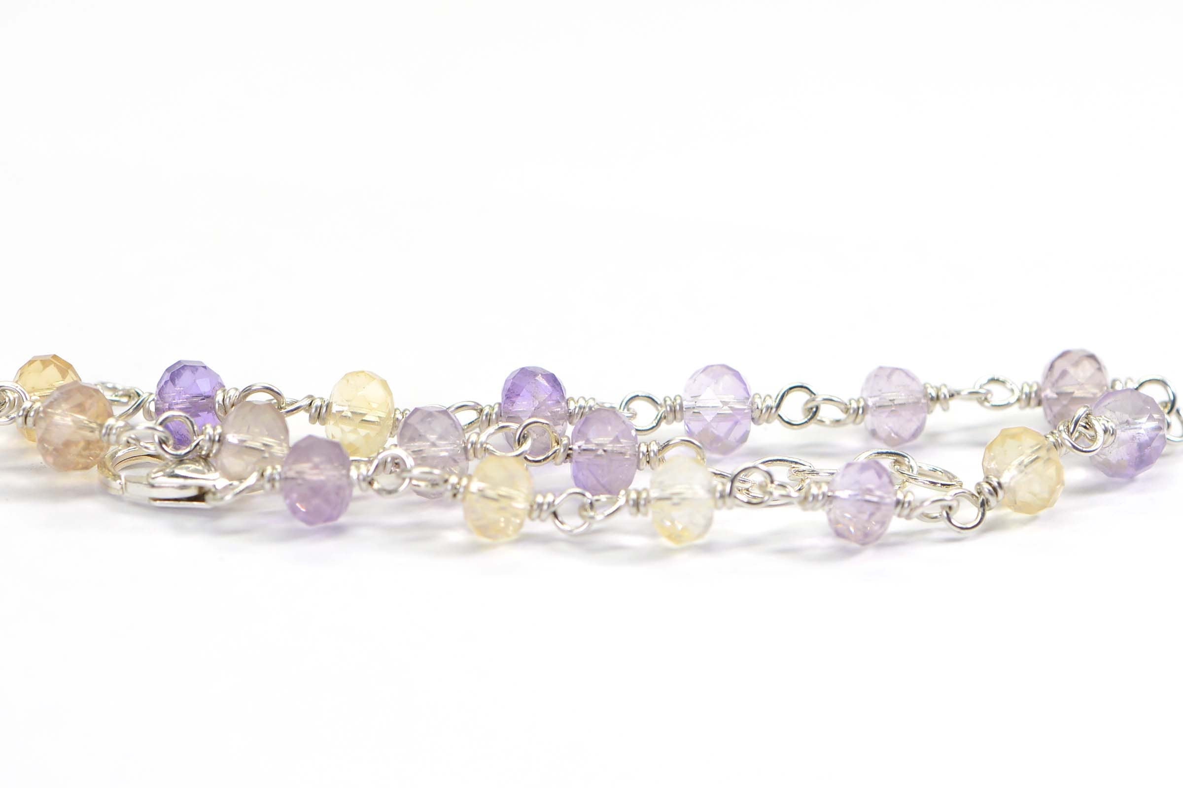 Genuine Ametrine Wire Wrapped Bracelet  Argentium Silver 935 Micro Facet Rondelle