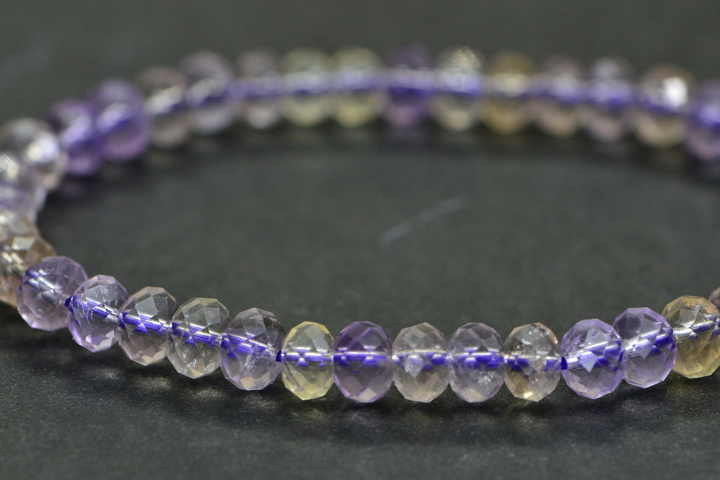 Genuine Ametrine Bracelet Healing Crystal Chakra Bracelet Stretch Adjustable