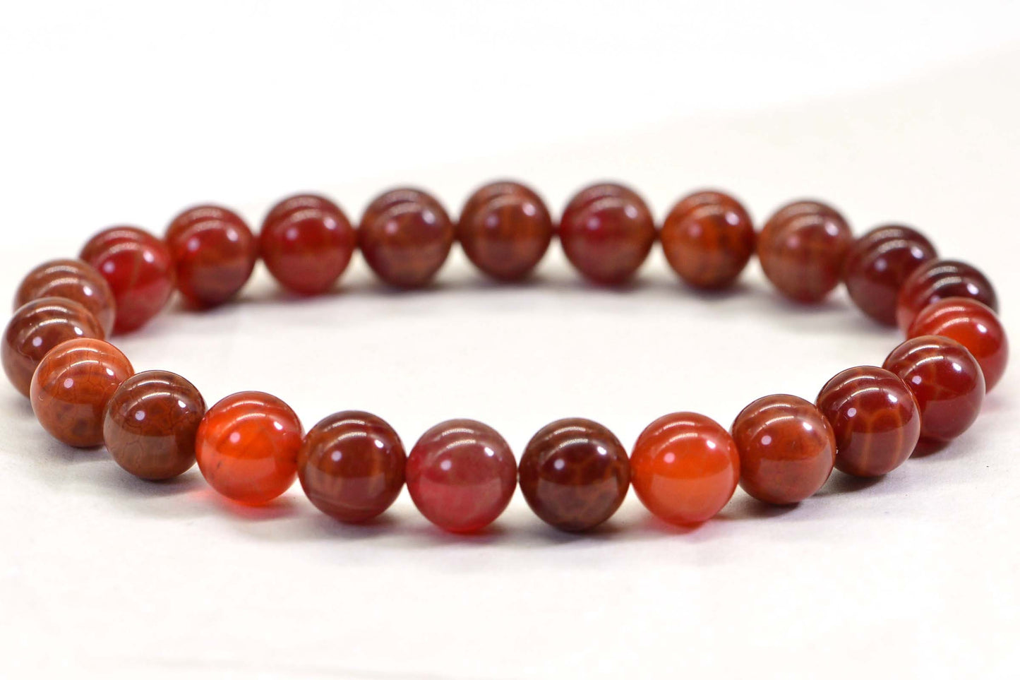Red Agate & Carnelian Beaded Gemstone Bracelet