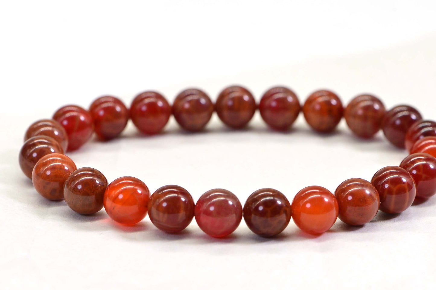 Red Agate & Carnelian Beaded Gemstone Bracelet