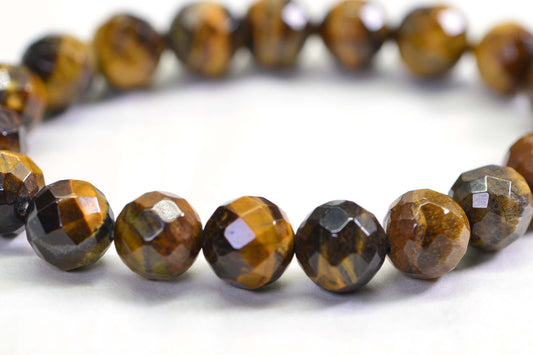 Man's Bracelet 10mm Round Tiger Eye Protection Bracelet Natural Gemstone Girt For Him