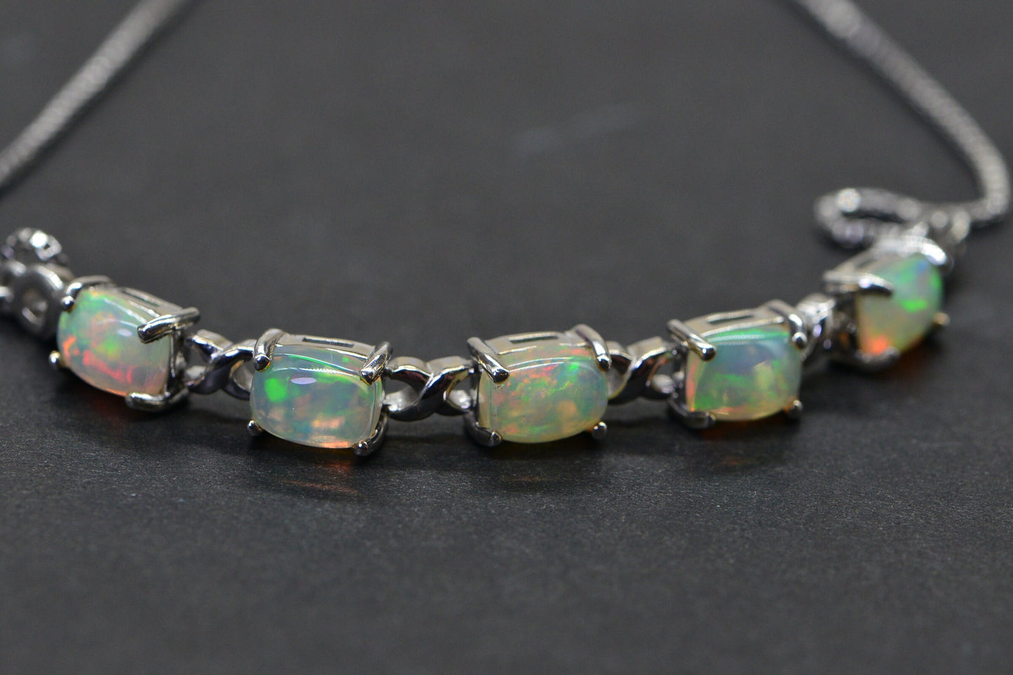 Ethiopian Welo Opal Bolo Bracelet, Emerald Cut, Sterling Silver Adjustable