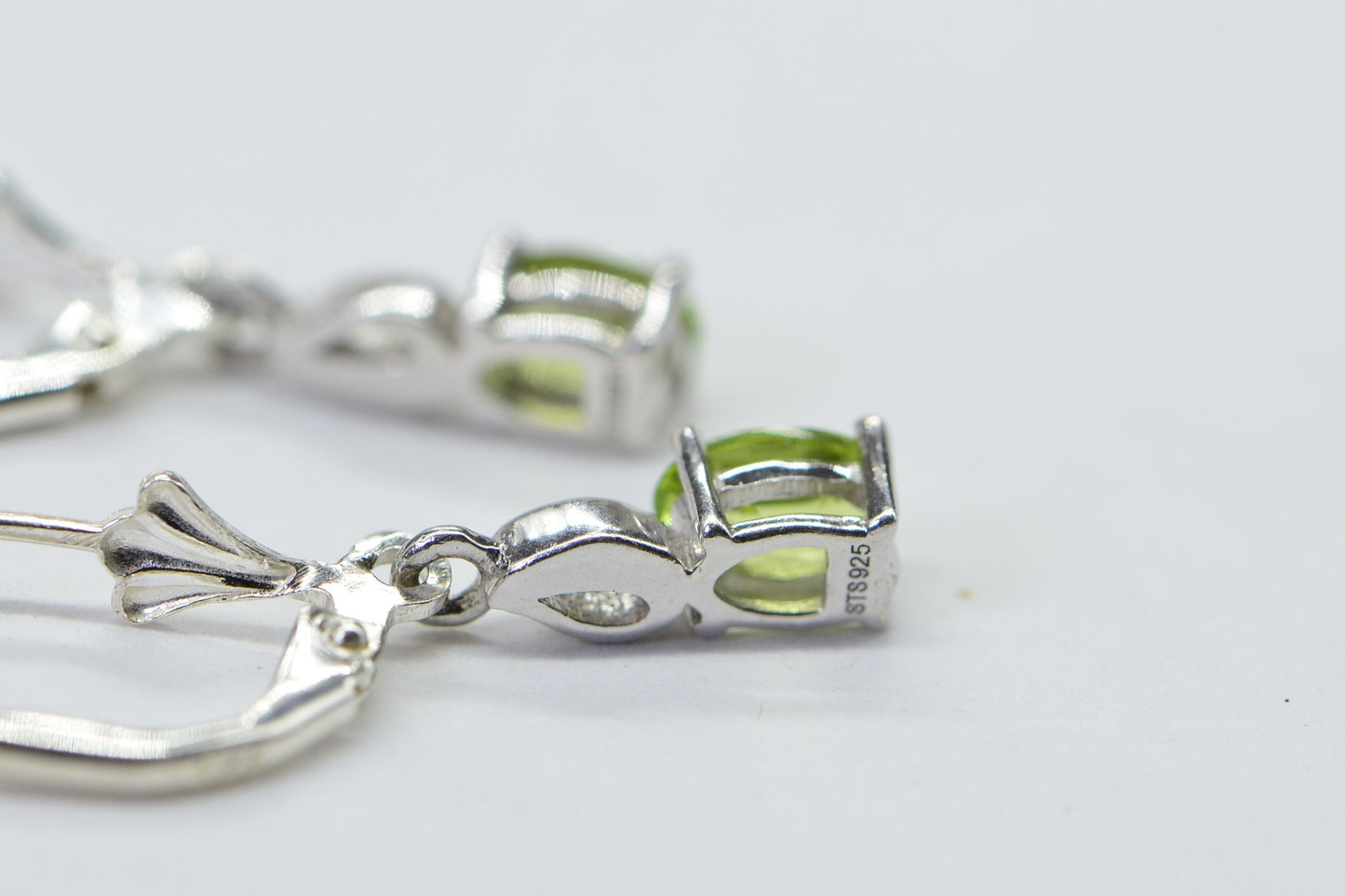 Peridot Sterling Silver Earrings, August Birthstone, Prong Set