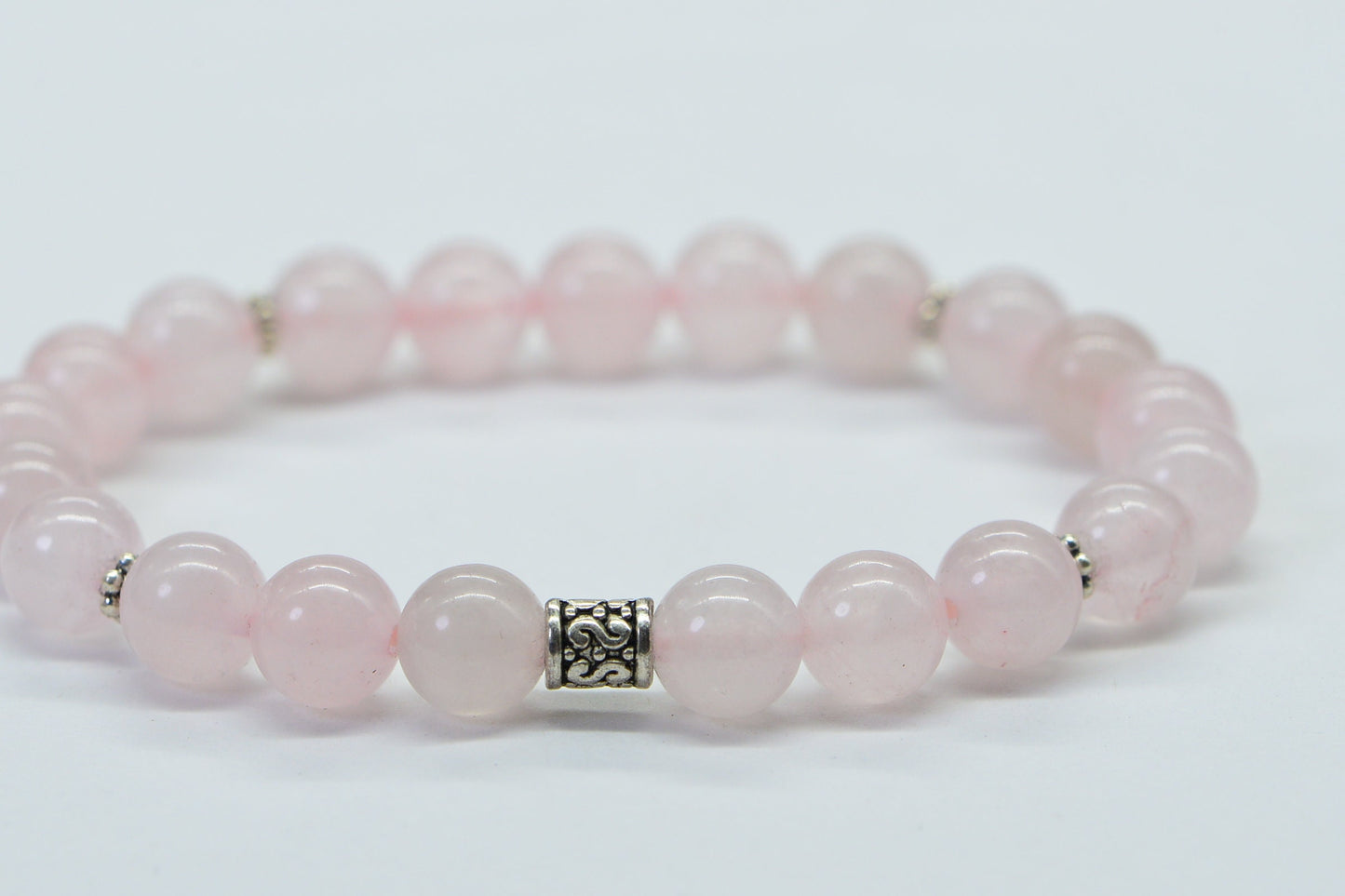 Rose Quartz Bracelet: 8mm Round Gemstone Beads, Love Bracelet