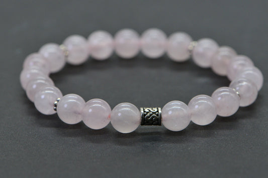 Rose Quartz Bracelet: 8mm Round Gemstone Beads, Love Bracelet