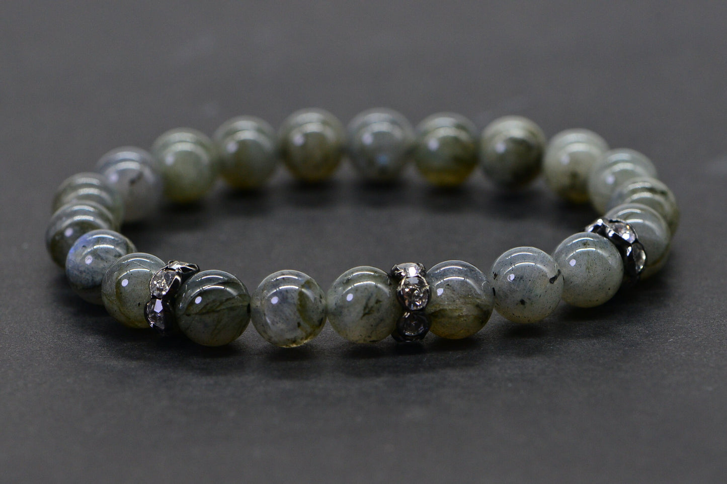 Labradorite Bracelet: 8mm Round Bead Gemstone, Boho Chakra Jewelry