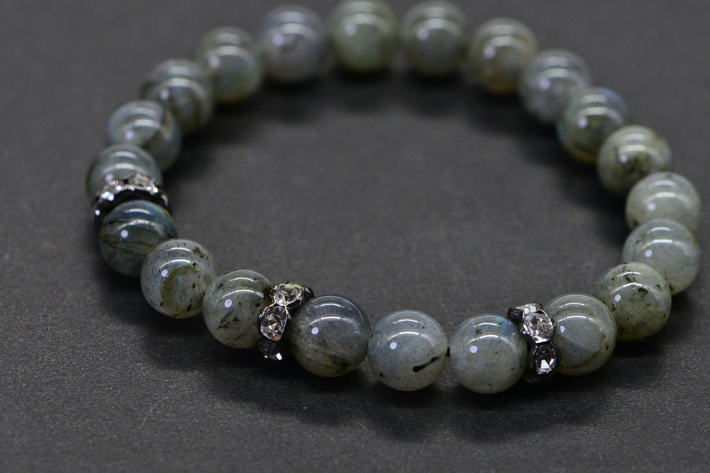 Labradorite Bracelet: 8mm Round Bead Gemstone, Boho Chakra Jewelry