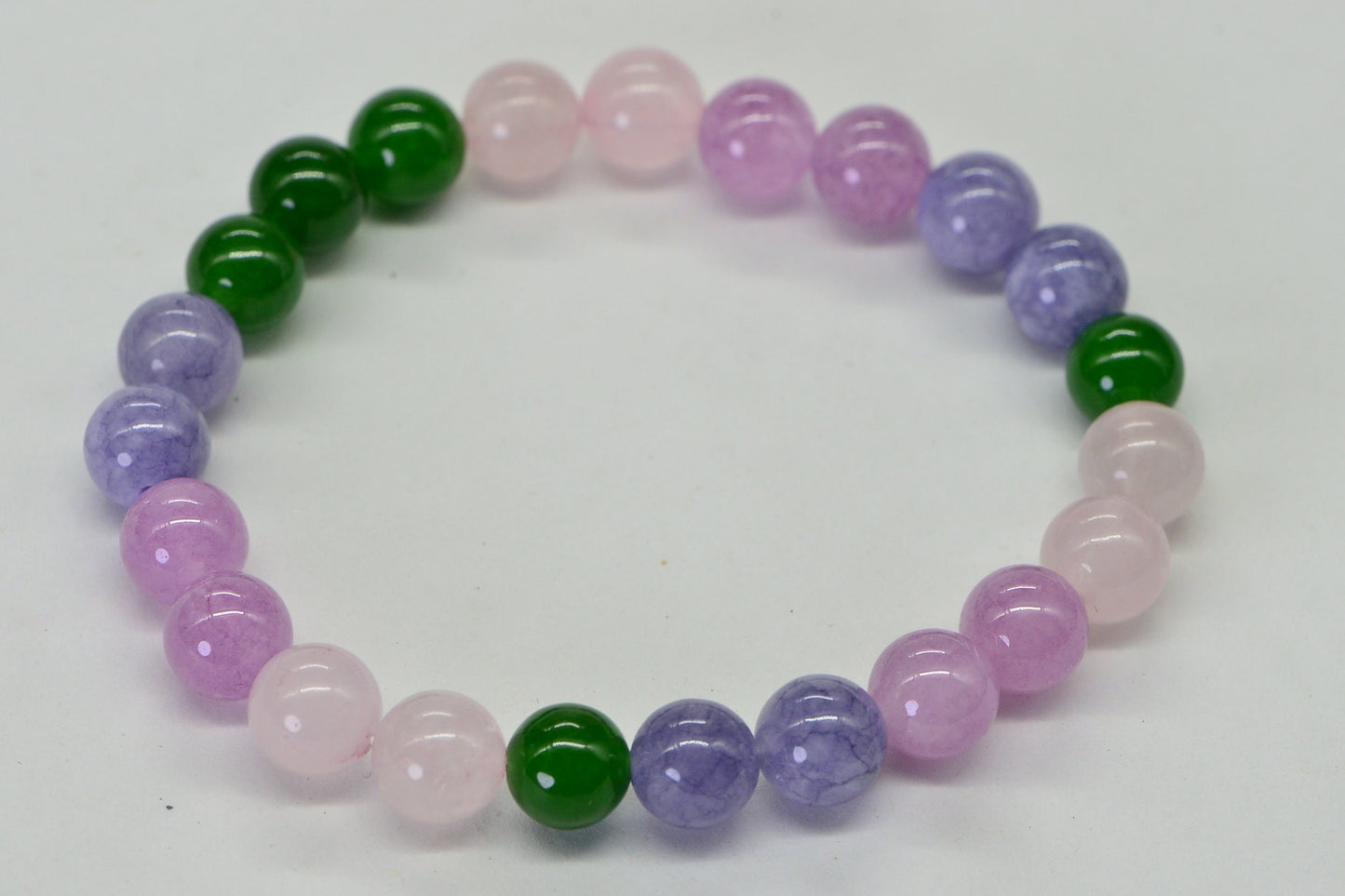 Rose Quartz Beaded Bracelet: Kunzite, Tanzanite & Jade Gemstones