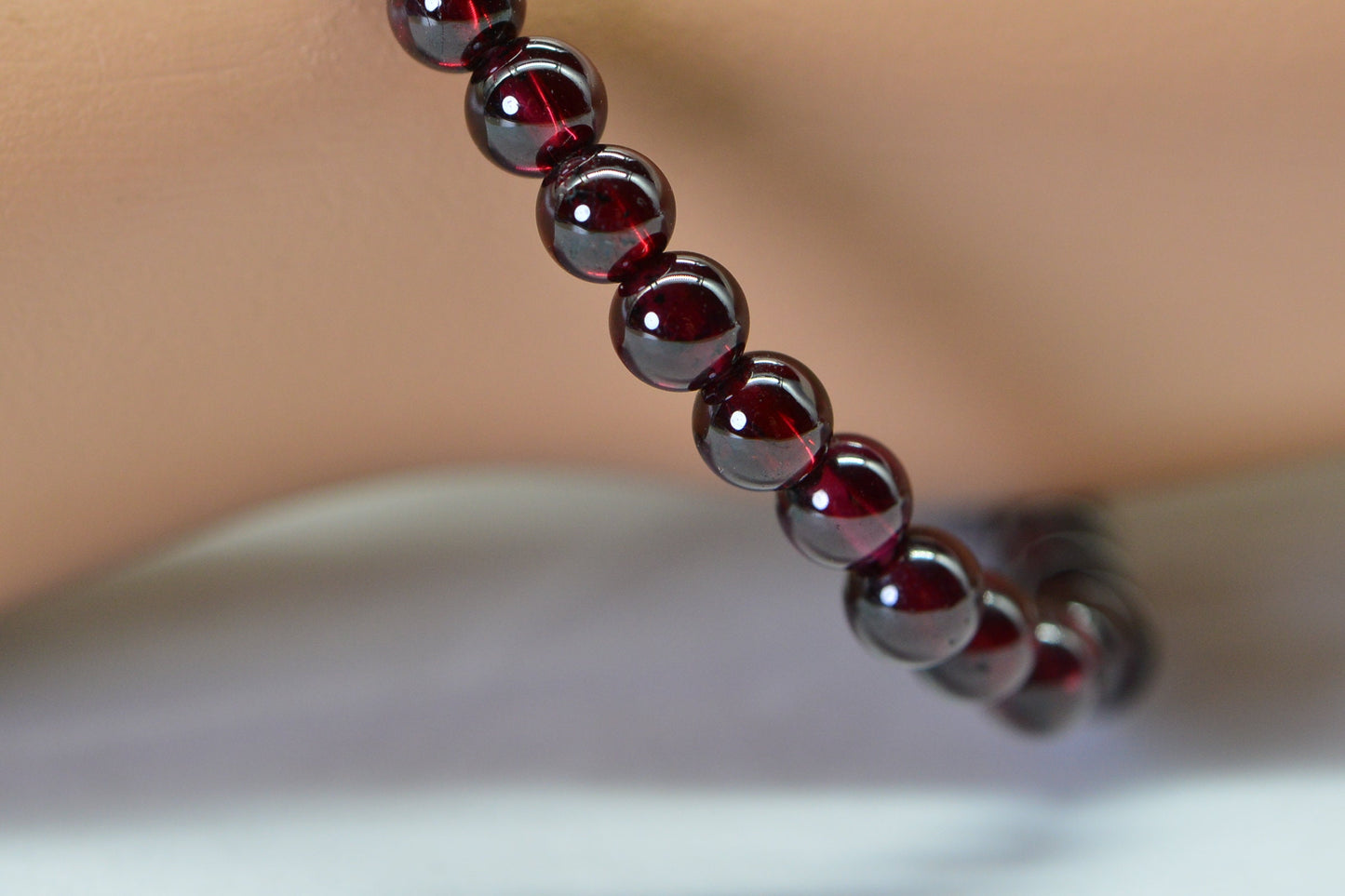 Garnet Beaded Bracelet: 5mm Natural Gemstone, Yoga Gift