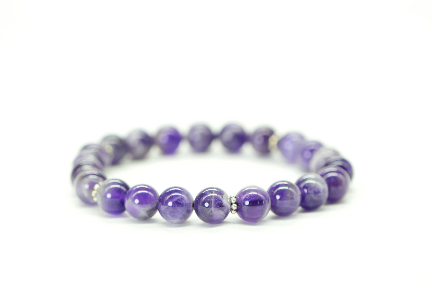 Natural Amethyst 8 mm Beaded Bracelet Gemstone Bracelet