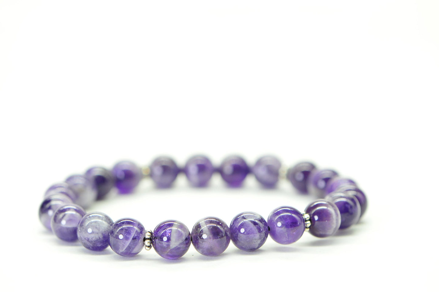 Natural Amethyst 8 mm Beaded Bracelet Gemstone Bracelet