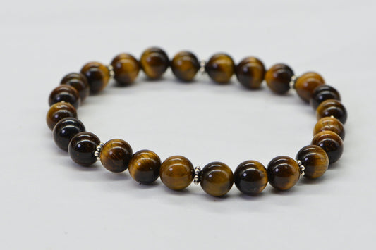 Man's Bracelet 8mm Round Tiger Eye Protection Bracelet Natural Gemstone Girt For Him