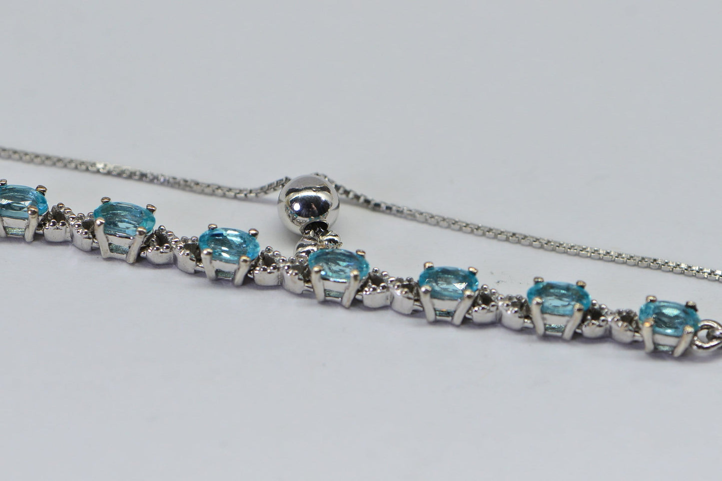 Apatite Bolo Bracelet: Natural Aqua Blue Gemstone, Sterling Silver