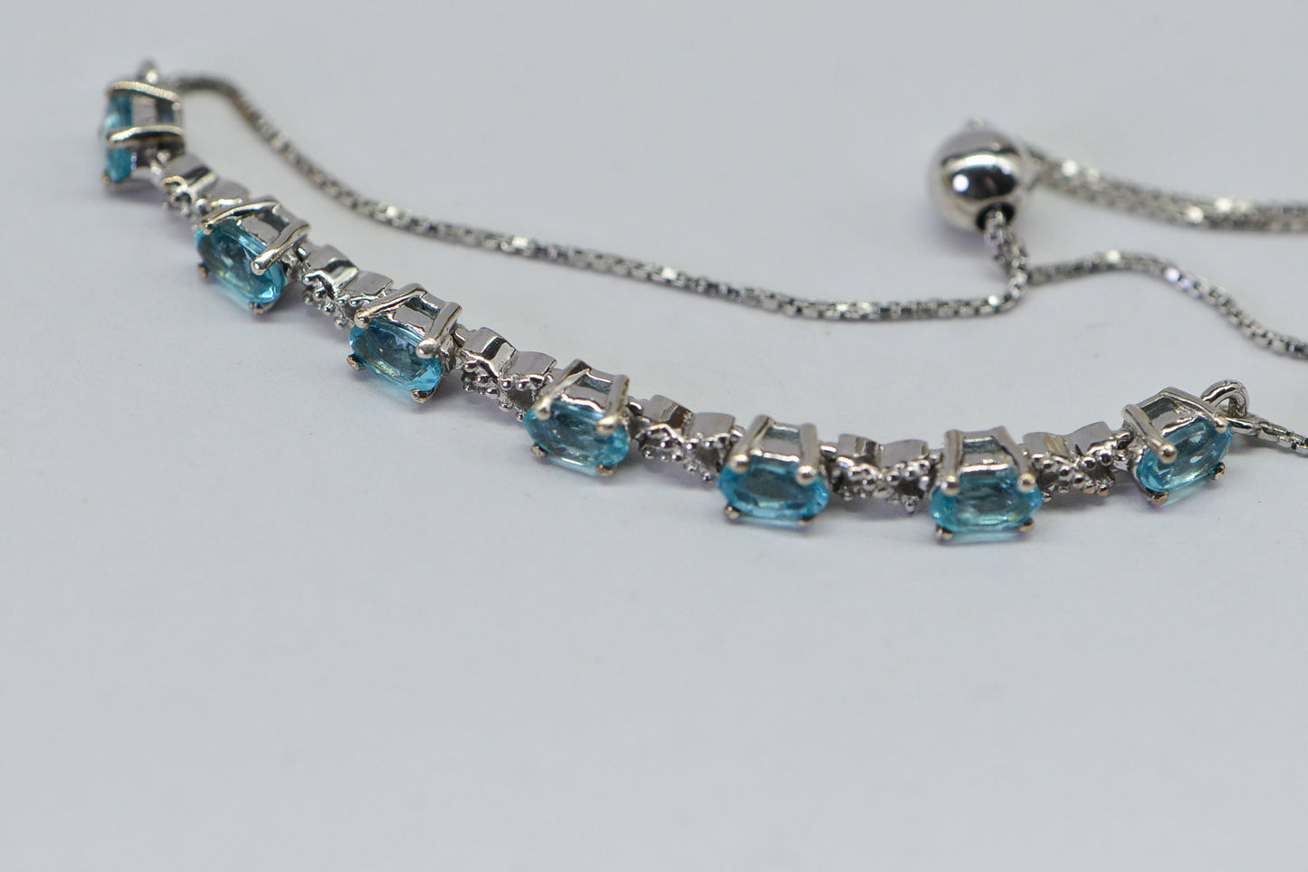 Apatite Bolo Bracelet: Natural Aqua Blue Gemstone, Sterling Silver