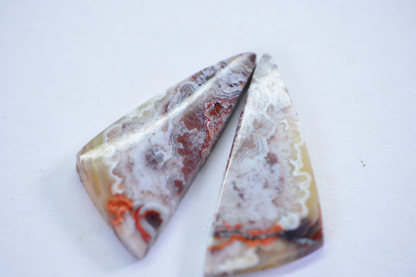 Crazy Lace Agate Cabochons: Matched Pair, Undrilled Gemstone Jewelry Supplies