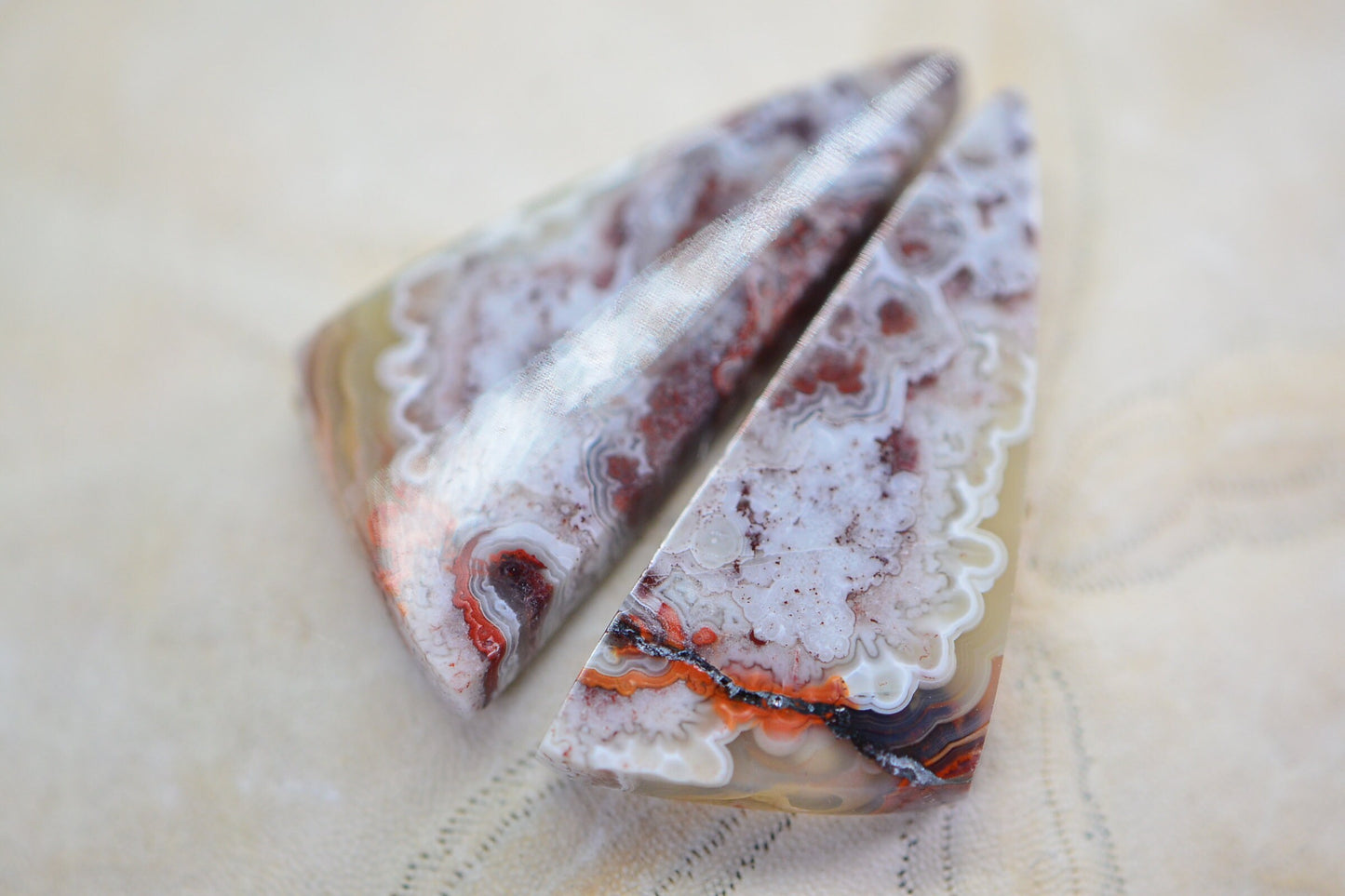 Crazy Lace Agate Cabochons: Matched Pair, Undrilled Gemstone Jewelry Supplies