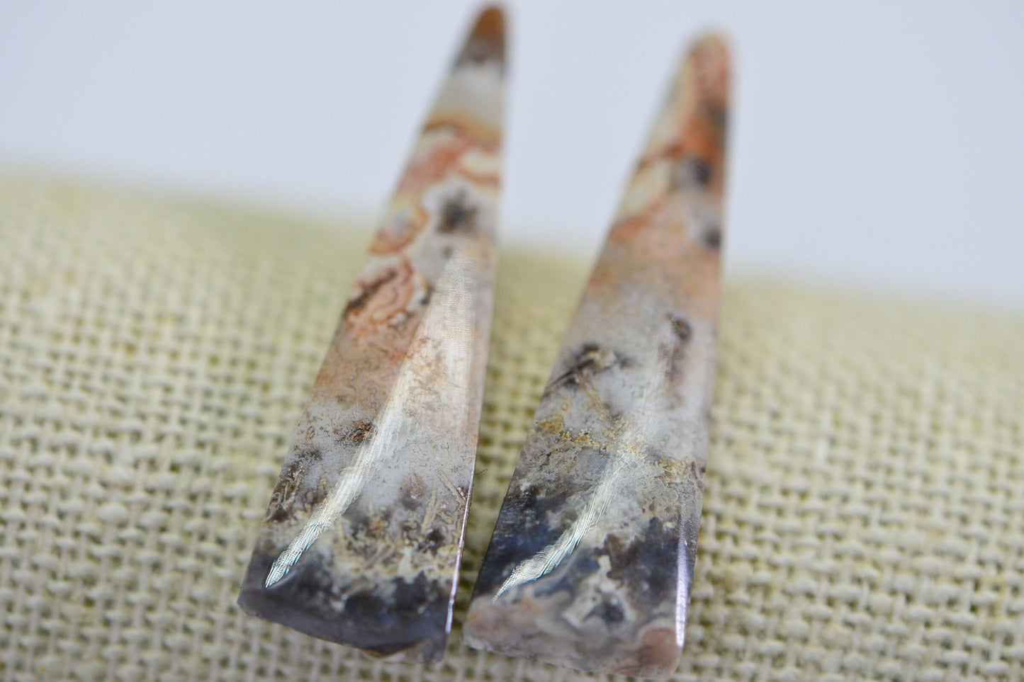 Crazy Lace Agate 2 Cabs Natural Gemstone Cabochon Undrilled Cabochons Long Teardrop Cabochon