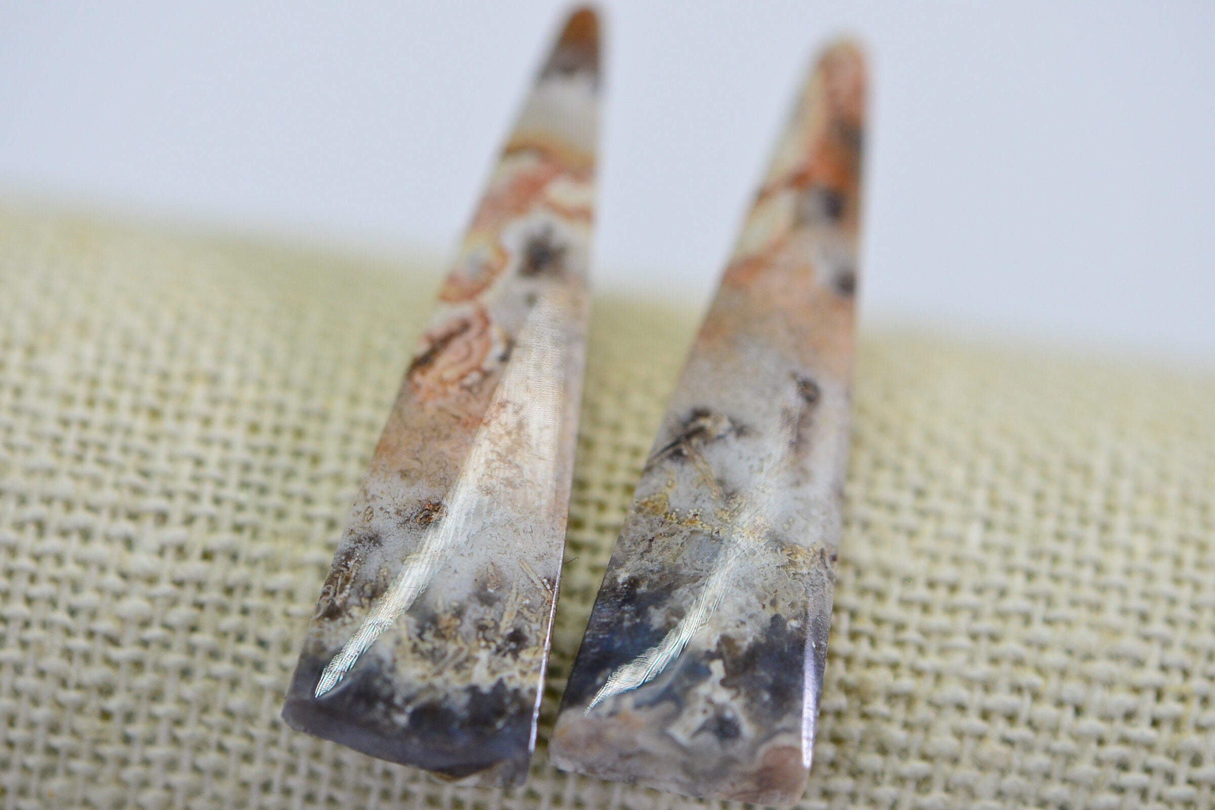 Crazy Lace Agate 2 Cabs Natural Gemstone Cabochon Undrilled Cabochons Long Teardrop Cabochon