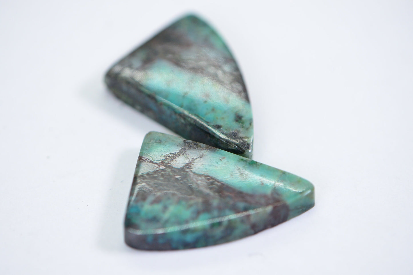 Chrysocolla Cabochons: Freeform Gemstone Pair, Blue-Green Jewelry Supplies