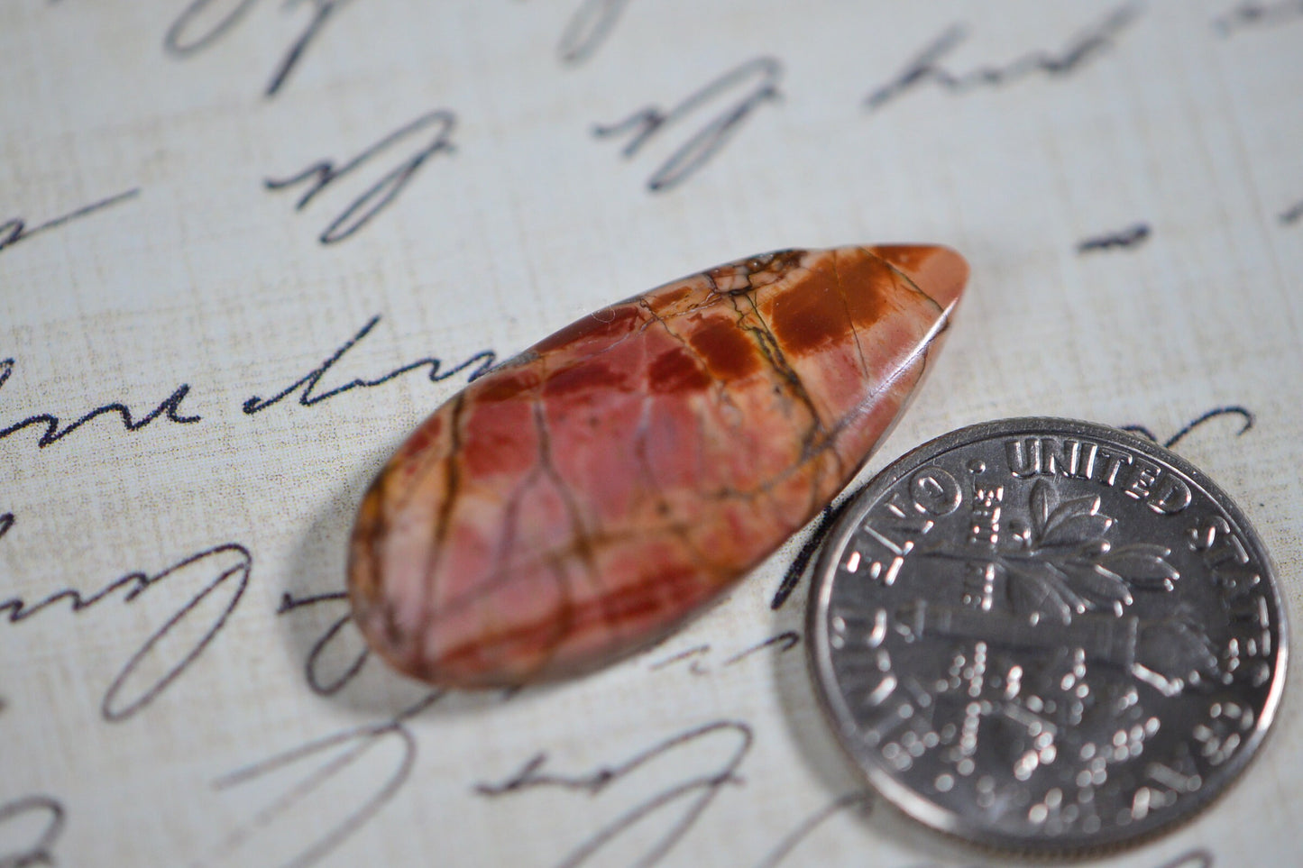 Cherry Creek Jasper Cabochon: Freeform Gemstone (27x11.8x4.3mm)