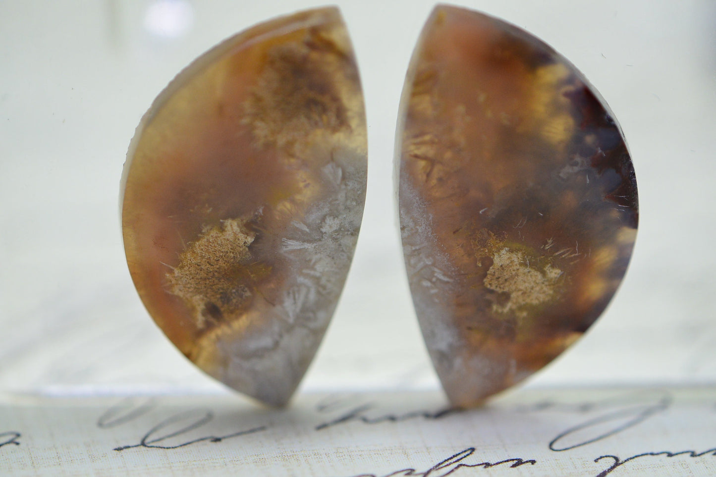 Crescent Cabochon Ocean Jasper matched pair Undrilled Cabochon