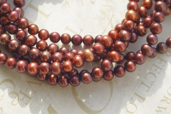 Deep Red Freshwater Pearl , Round Off. 5 to 5.5 mm. Brithstone June. Bride Bridal
