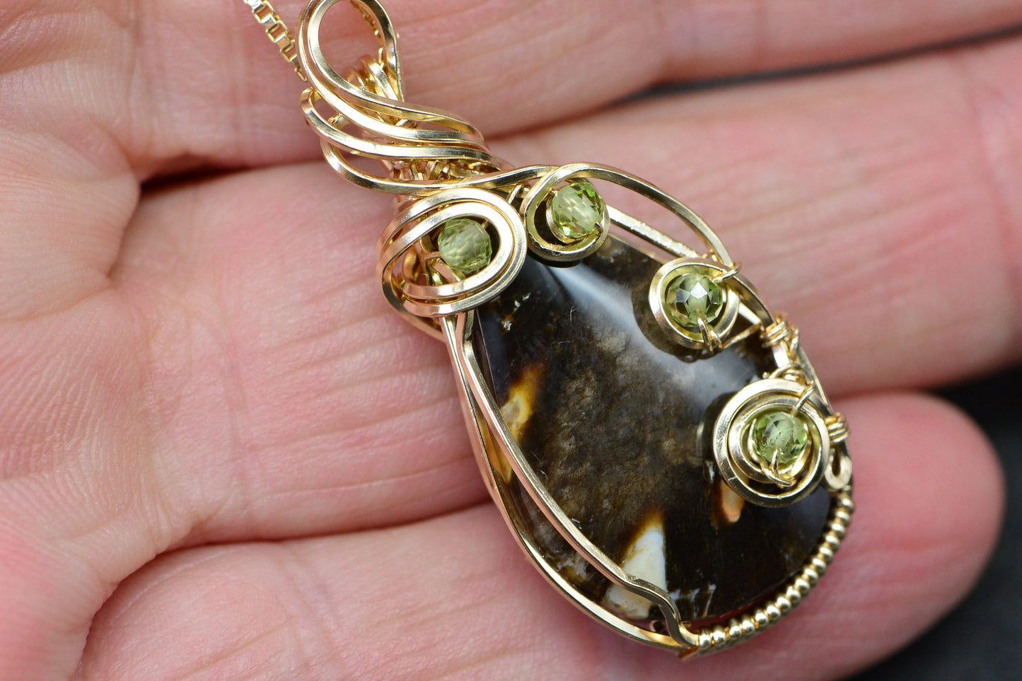 Malidano Jasper Wire Wrapped Pendant  14K Gold Filled Gemstone Birthday Gift For Her