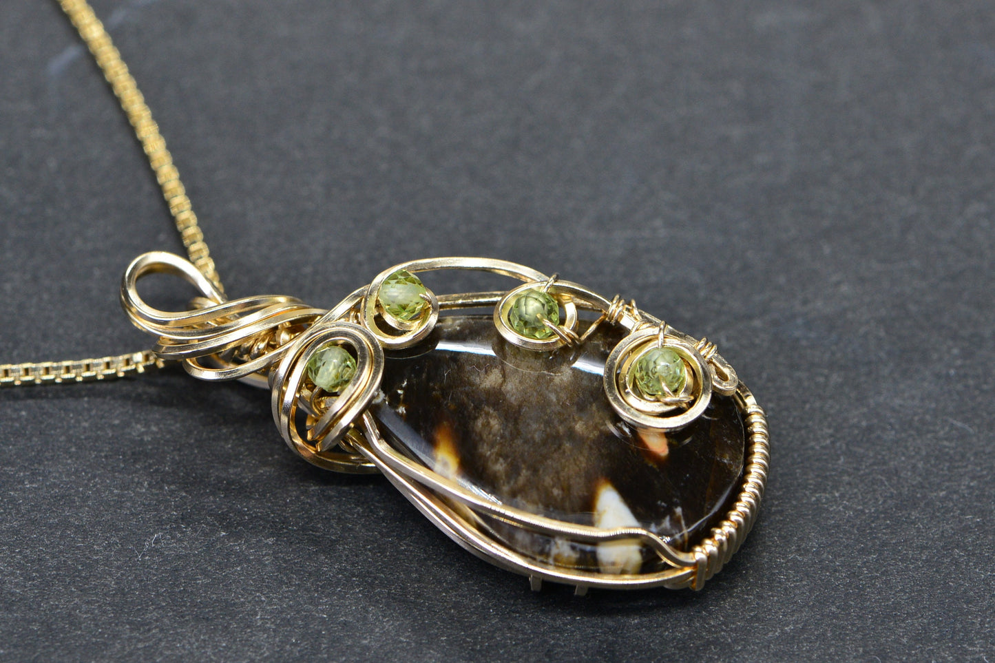 Malidano Jasper Wire Wrapped Pendant  14K Gold Filled Gemstone Birthday Gift For Her