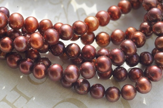 Deep Red Freshwater Pearl , Round Off. 5 to 5.5 mm. Brithstone June. Bride Bridal