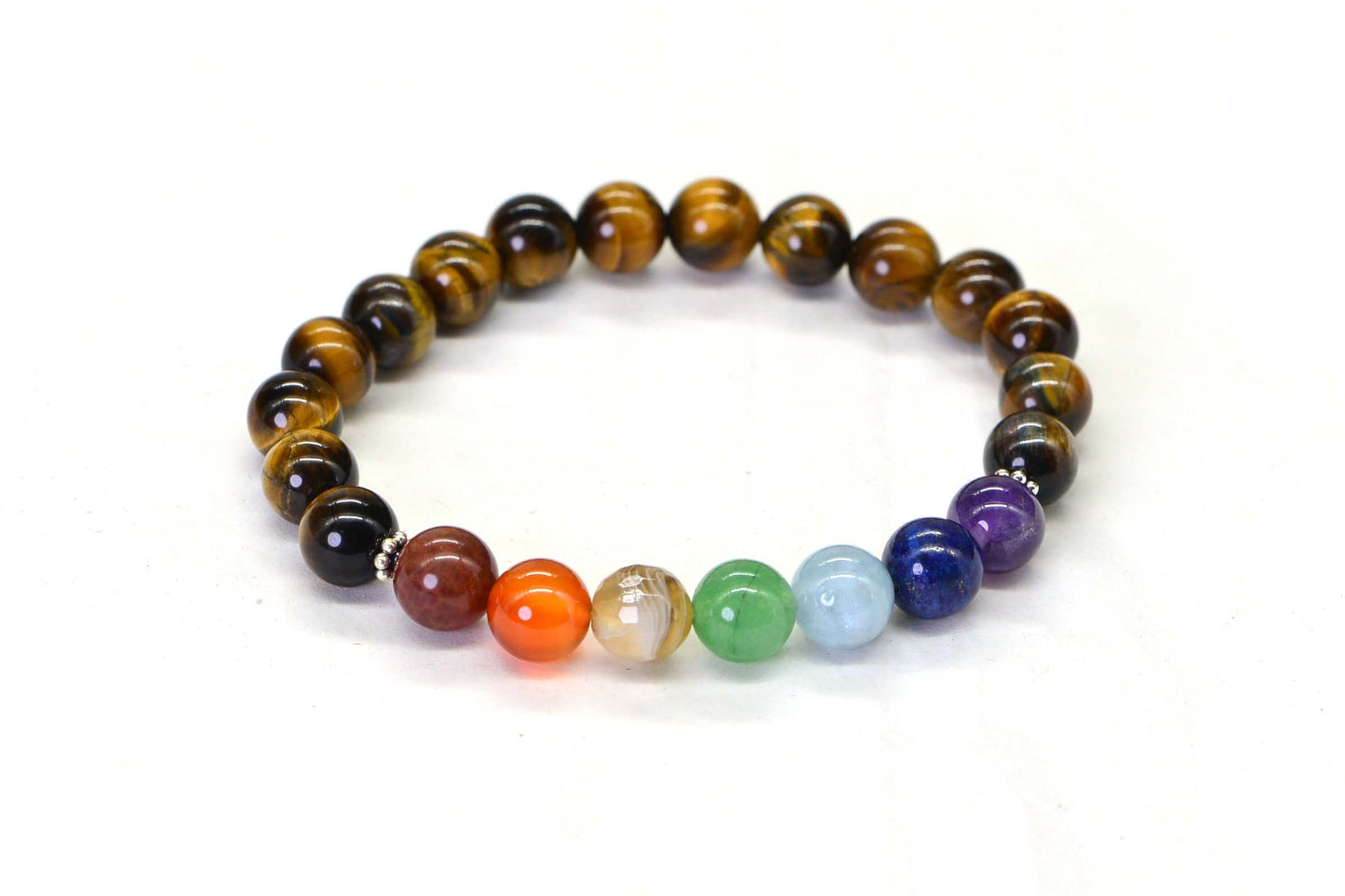 Tiger Eye Chakra Bracelet: Rainbow Gemstone Healing Crystals