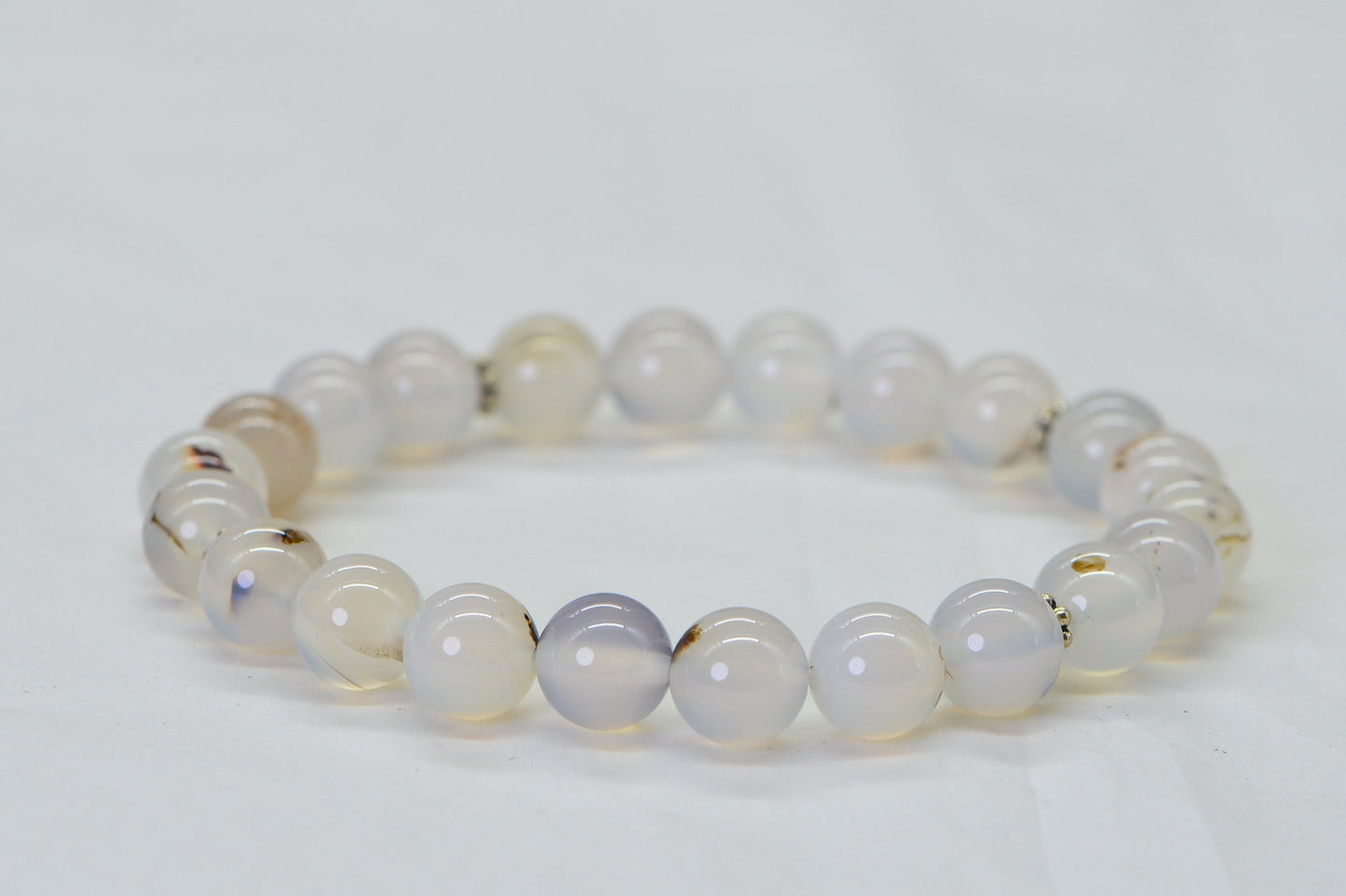 White Agate Beaded Bracelet: Gemstone Chakra Bracelet