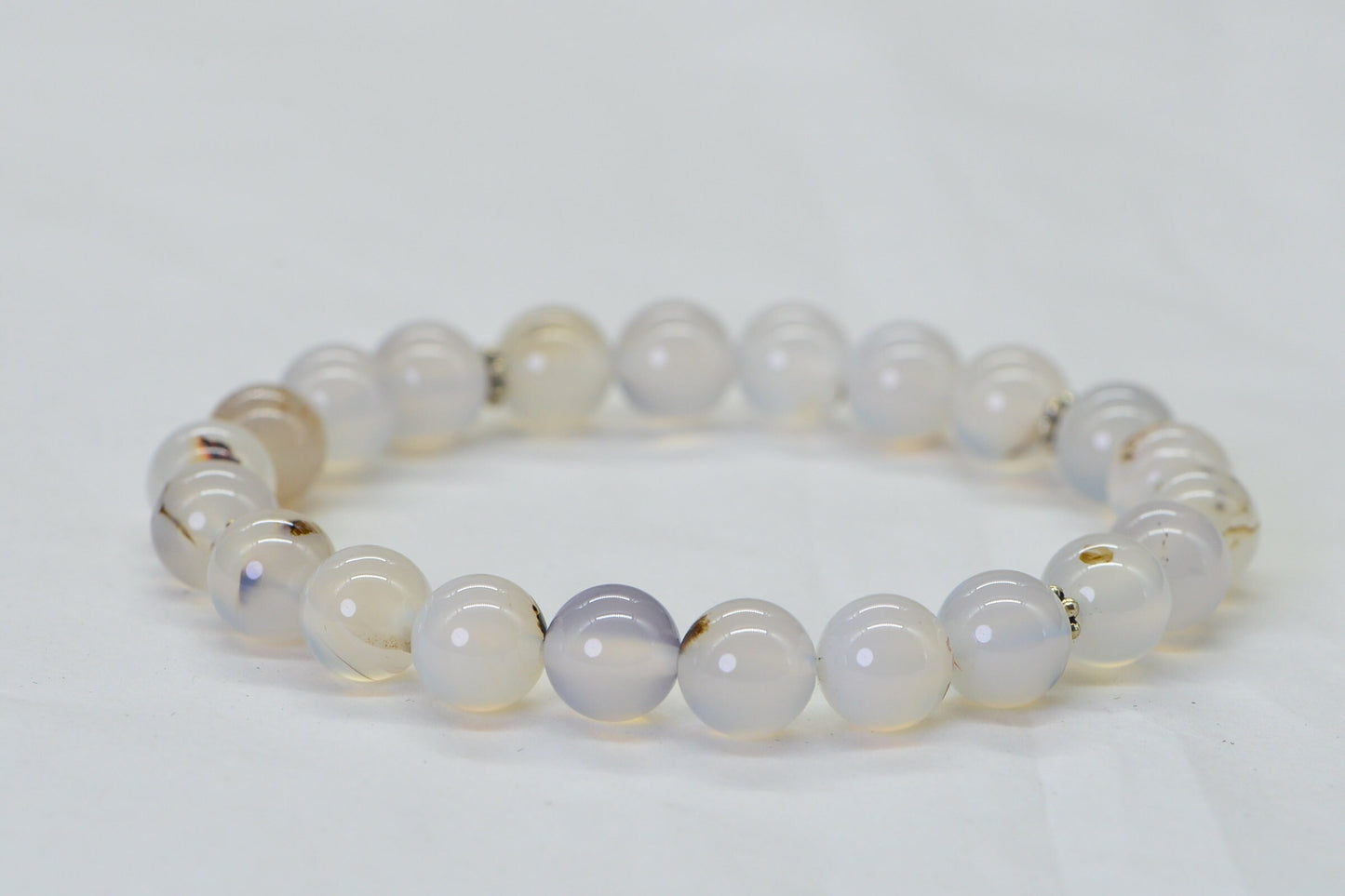White Agate Beaded Bracelet: Gemstone Chakra Bracelet