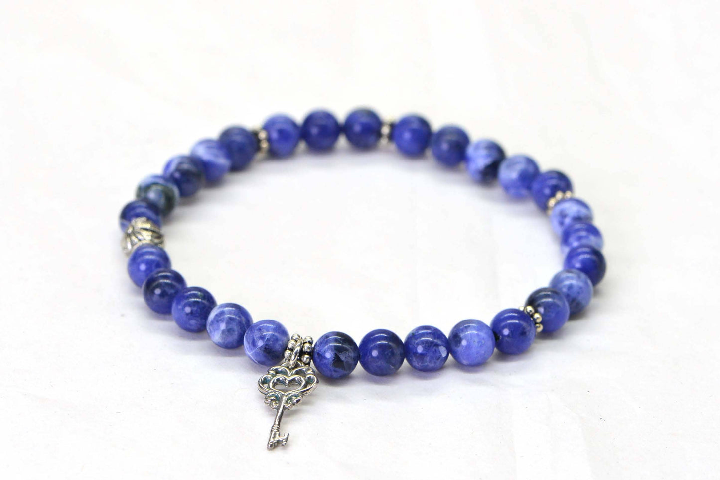 6mm Sodalite Beaded Bracelet: Blue Gemstone Yoga Bracelet