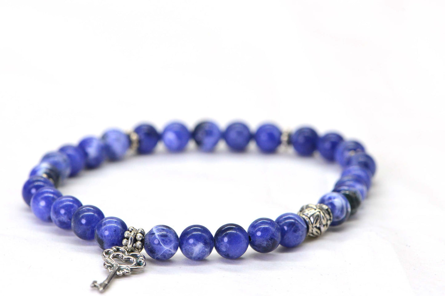 6mm Sodalite Beaded Bracelet: Blue Gemstone Yoga Bracelet