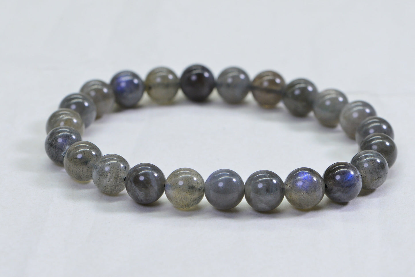 Labradorite Bracelet: 8mm Round Gemstone Beads, Boho Chakra Jewelry