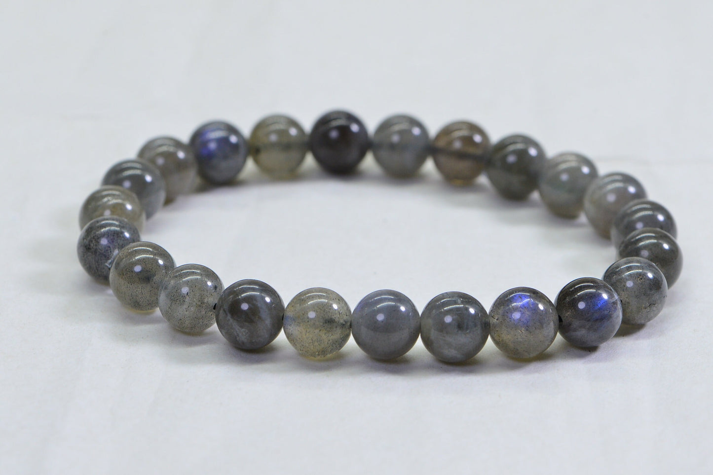 Labradorite Bracelet: 8mm Round Gemstone Beads, Boho Chakra Jewelry