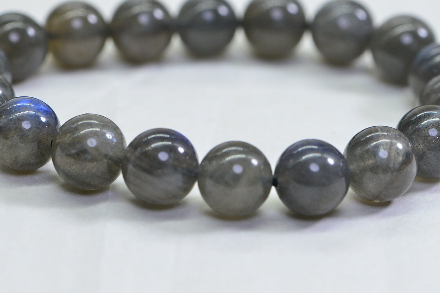 Blue Flash Labradorite Bracelet: 10mm Round Gemstone Boho Jewelry