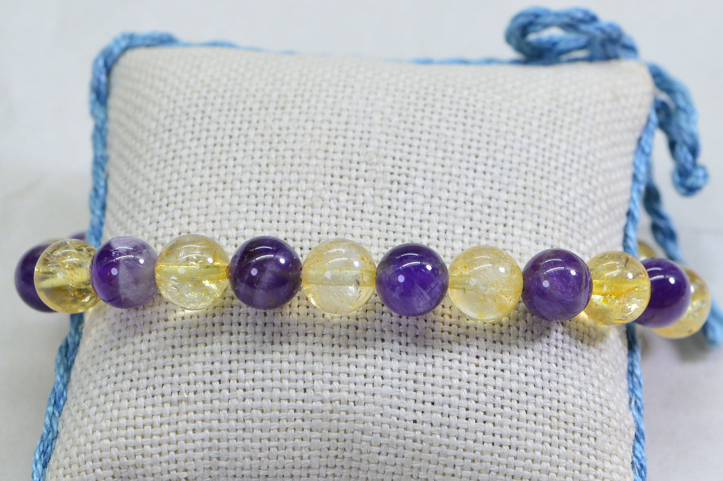 Natural Ametrine Bracelet: Amethyst and Citrine Gemstone, 8mm Beaded