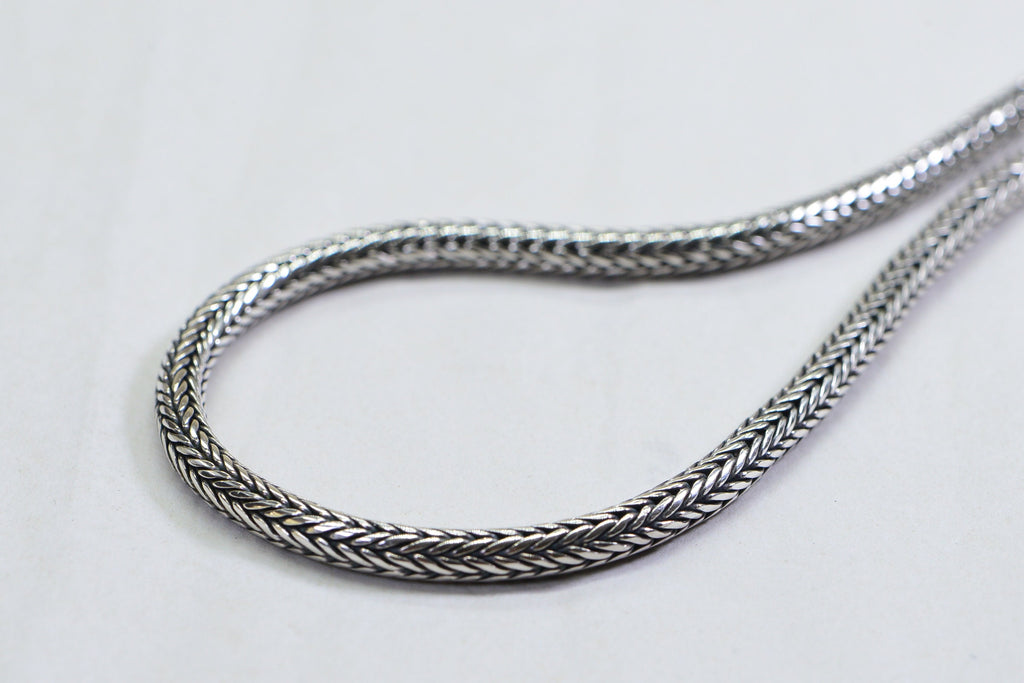 Sterling Silver Fox Tail Chain Necklace - Heavy Choker
