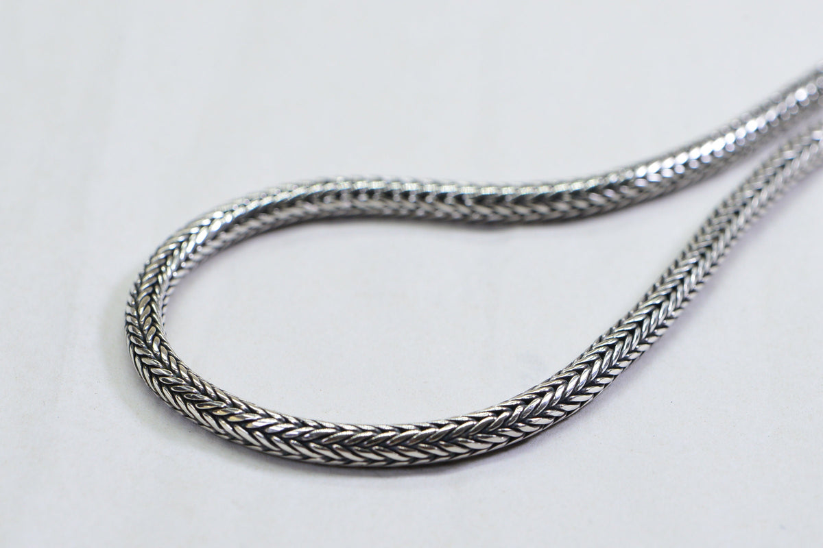 Sterling Silver Fox Tail Chain Necklace - Heavy Choker