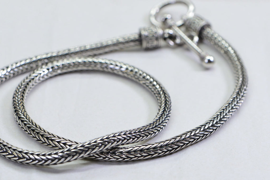 Sterling Silver Fox Tail Chain Necklace - Heavy Choker