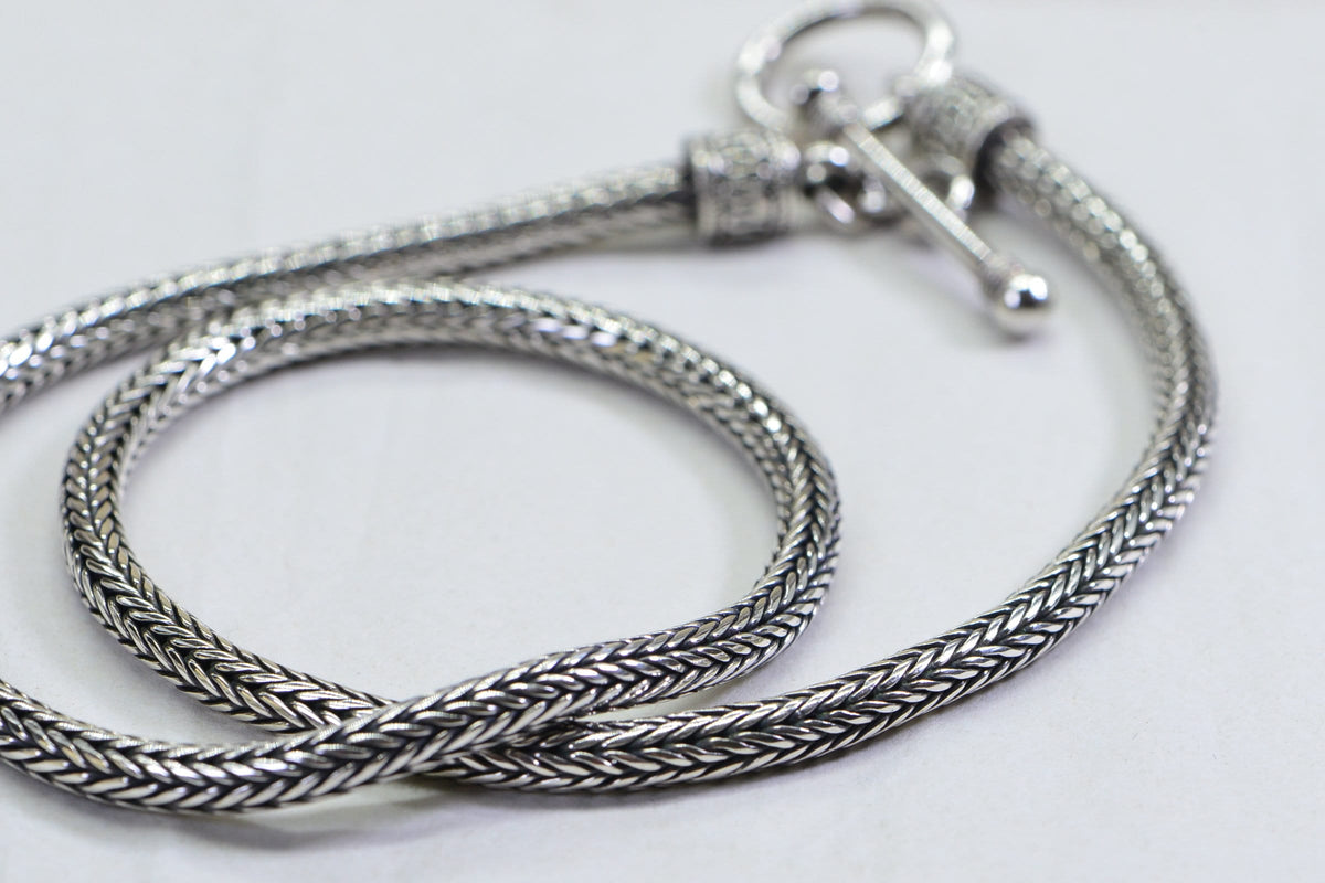 Sterling Silver Fox Tail Chain Necklace - Heavy Choker