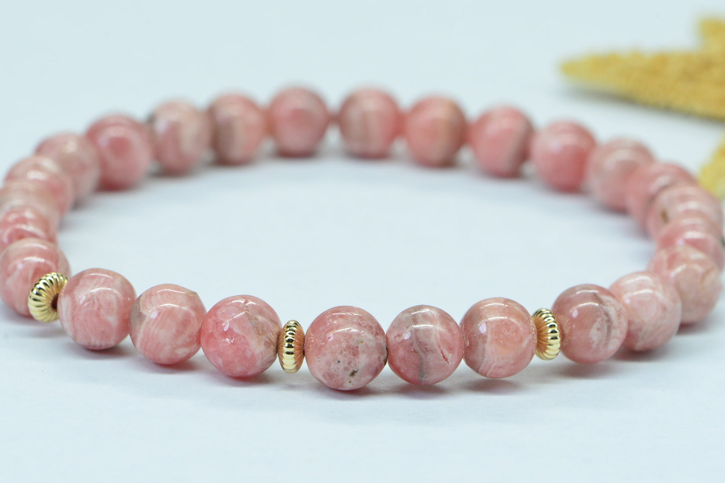 AAA Rhodochrosite Bracelet: 14K Gold Filled, Pink Gemstone Healing Crystal