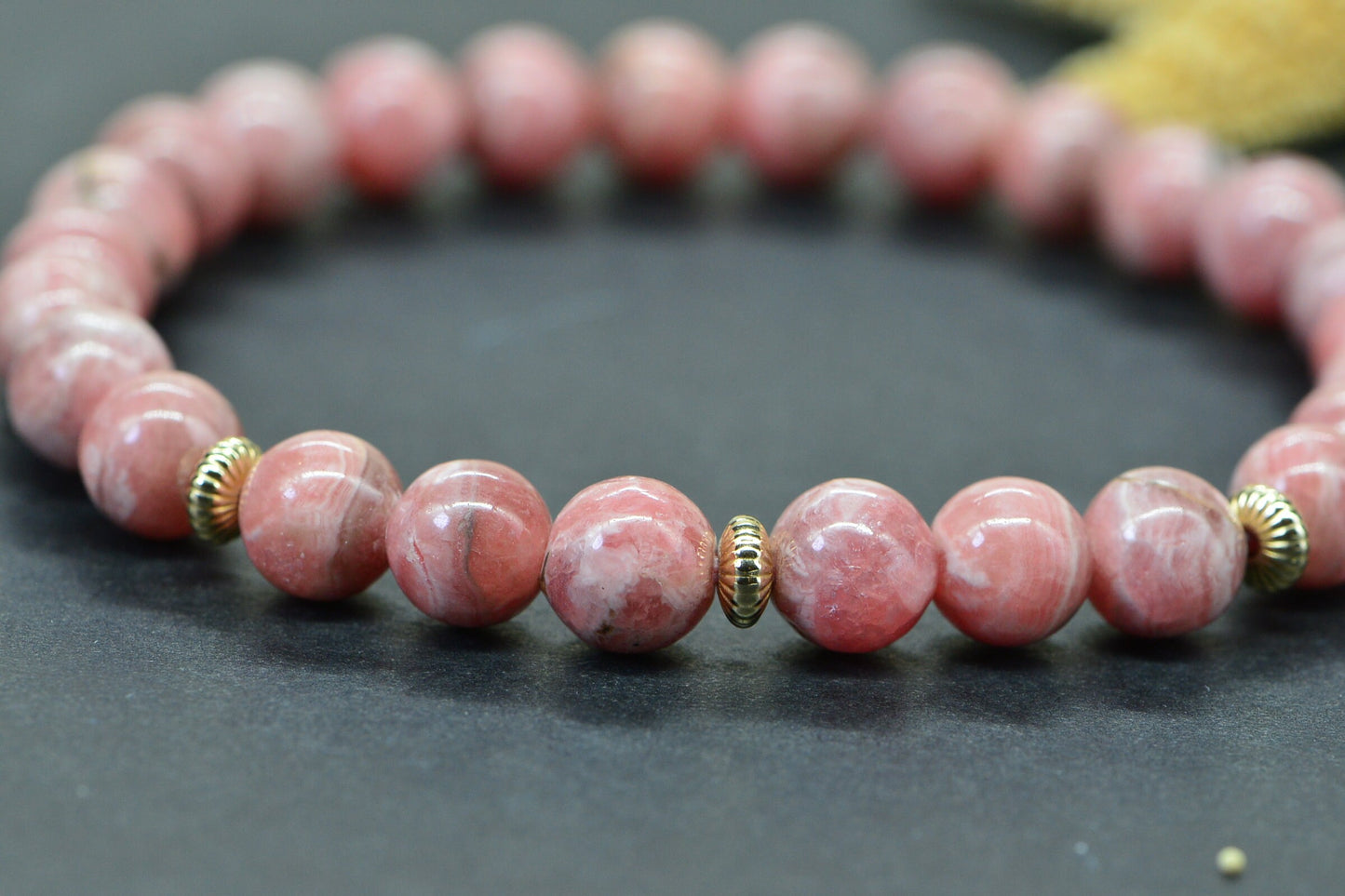 AAA Rhodochrosite Bracelet: 14K Gold Filled, Pink Gemstone Healing Crystal