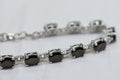 Black Onyx Sterling Silver Link Bracelet - Adjustable Gemstone