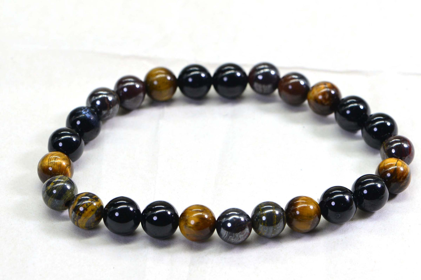 Tiger Iron, Tiger Eye & Black Onyx 8mm Gemstone Bracelet