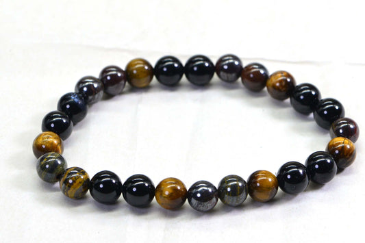 Tiger Iron, Tiger Eye & Black Onyx 8mm Gemstone Bracelet